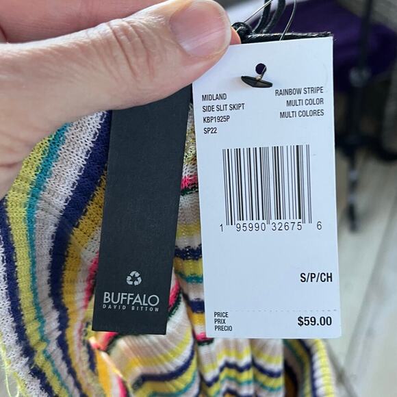 Buffalo David Bitton Colorful Striped Knit Midi Skirt Size S. NEW - Picture 6 of 9